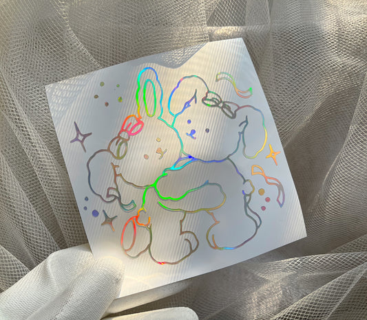Hugging Bunnies Vinyl Sticker