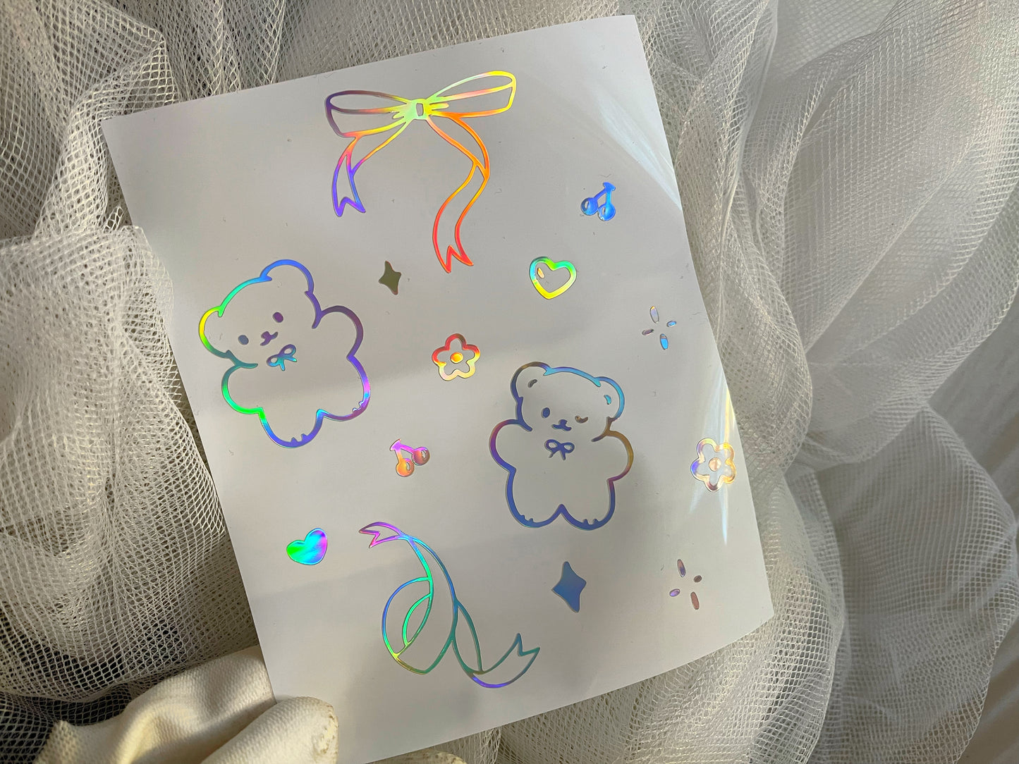 Cute Bears with Ribbons Vinyl Sticker Sheet
