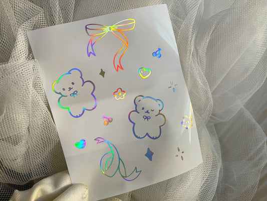 Cute Bears with Ribbons Vinyl Sticker Sheet